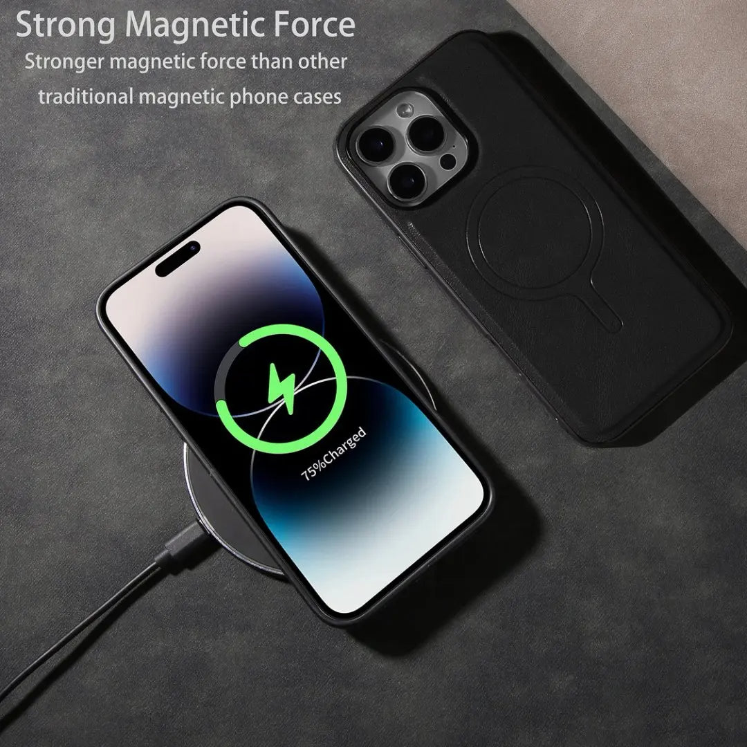 Elegant Magsafe Leather iPhone Shell with Protection