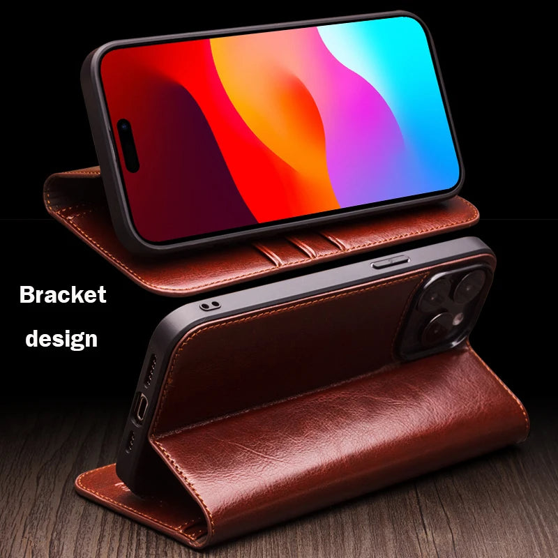 QIALINO Leather iPhone Case – Slim & Stylish