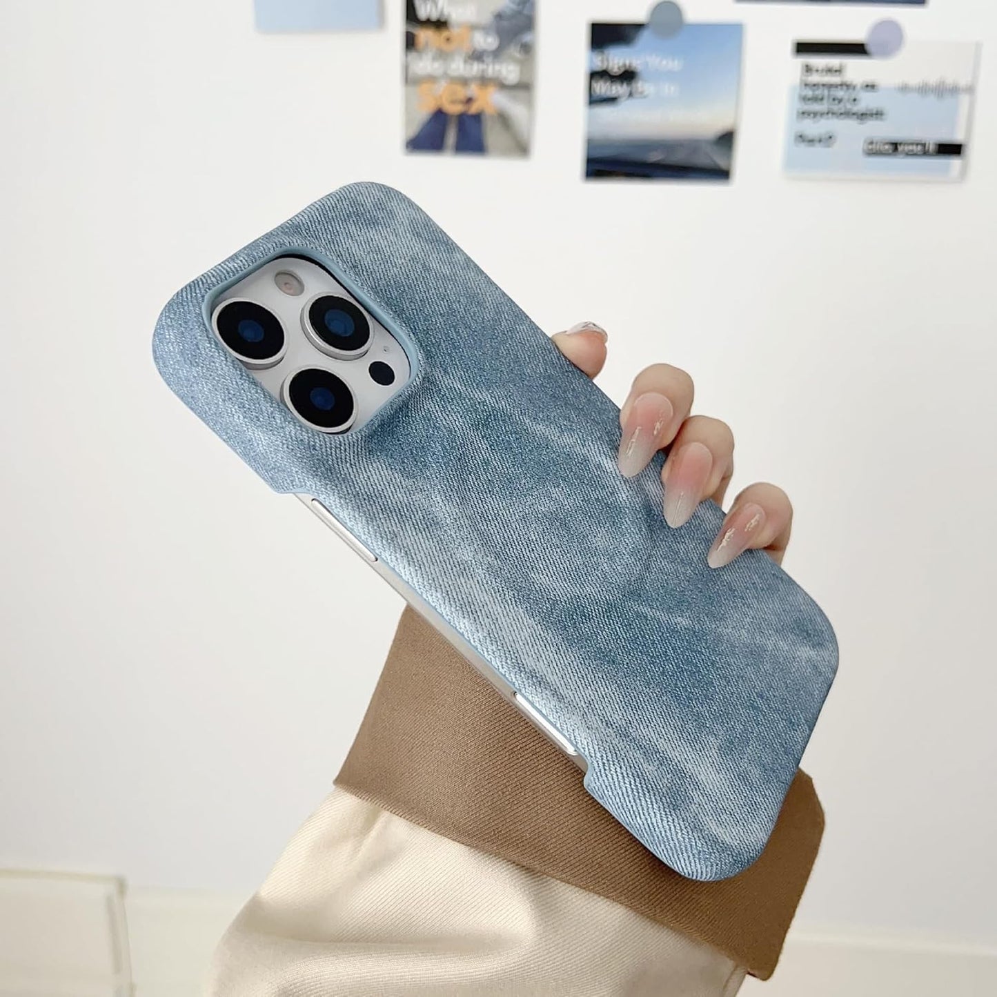 Elegant Denim Leather iPhone Case with MagSafe