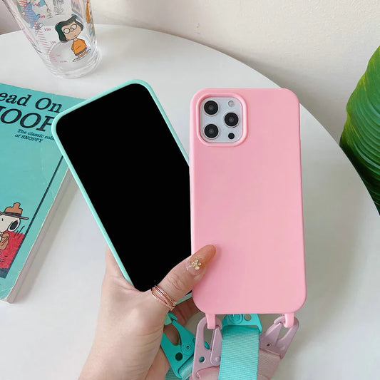 Crossbody Silicone iPhone Case with Lanyard Strap