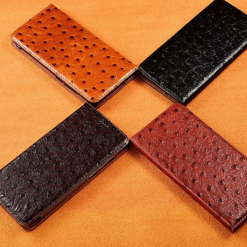 Genuine Leather Ostrich Texture Flip iPhone Cover