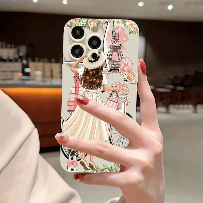 Aesthetic Flower Girl Matte Soft iPhone Case