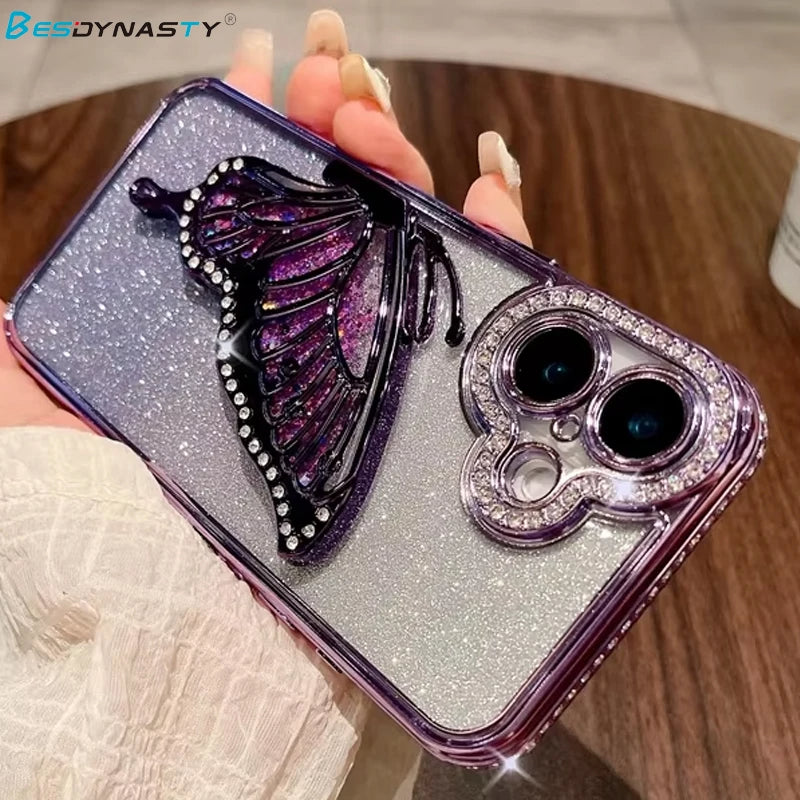 Sparkling Rhinestone 3D Butterfly Glitter iPhone Case