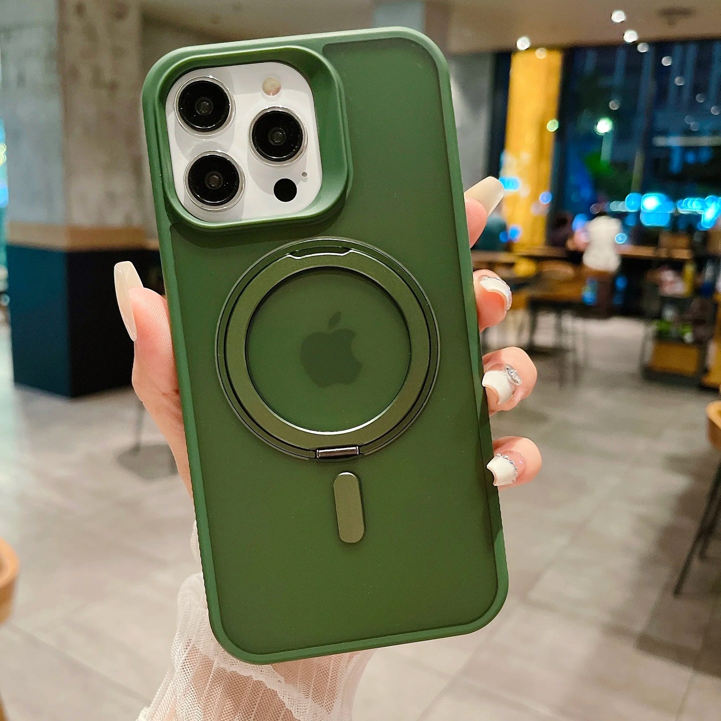 MagSafe iPhone Matte Case with Rotating Metal Stand