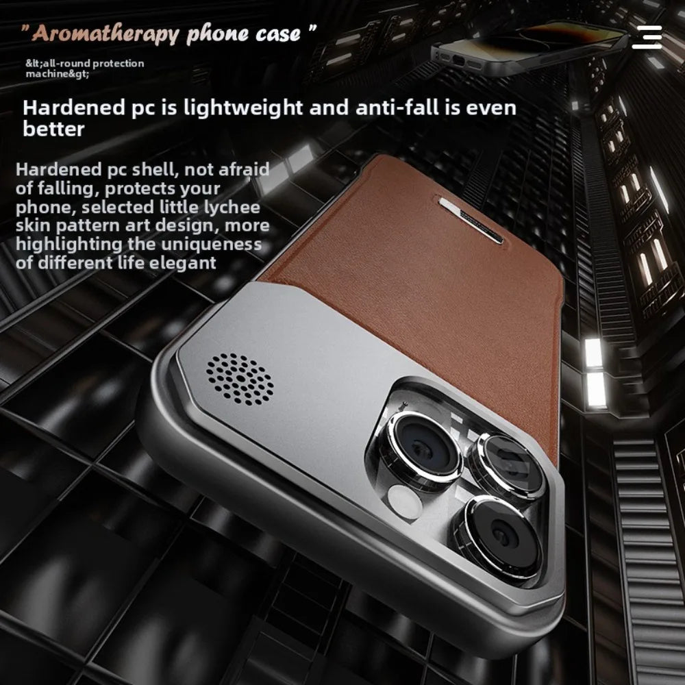 Borderless PU Leather Magnetic Aromatherapy iPhone Case