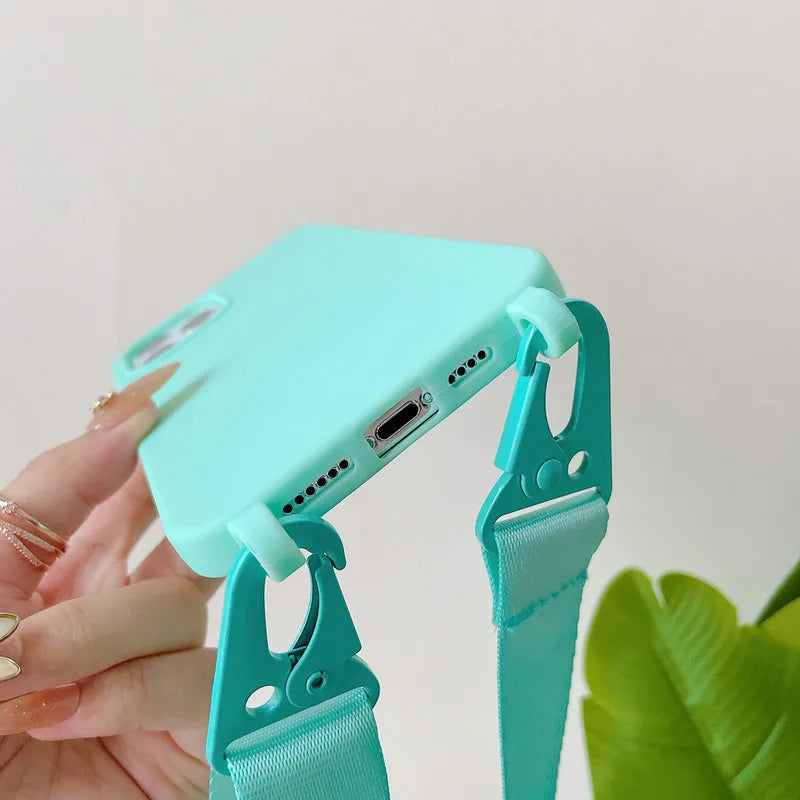 Crossbody Silicone iPhone Case with Lanyard Strap