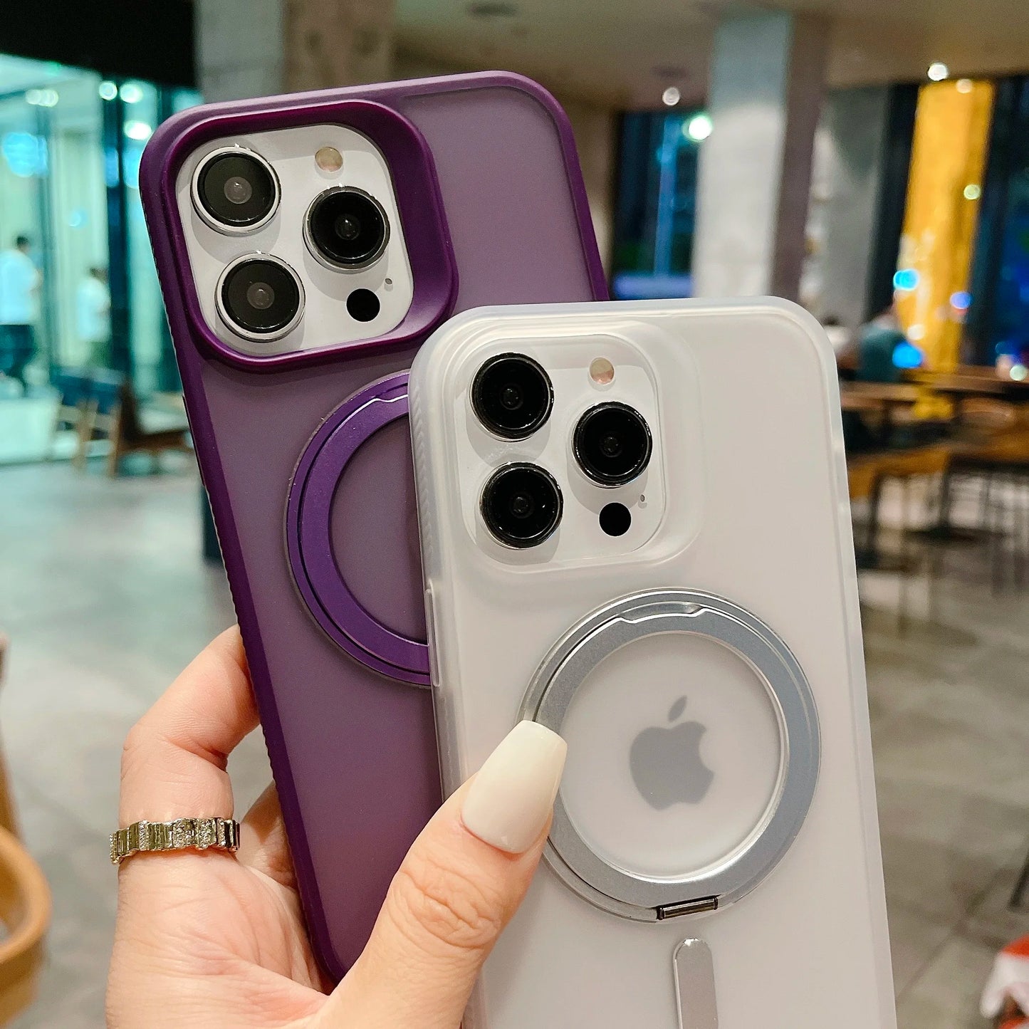 MagSafe iPhone Matte Case with Rotating Metal Stand