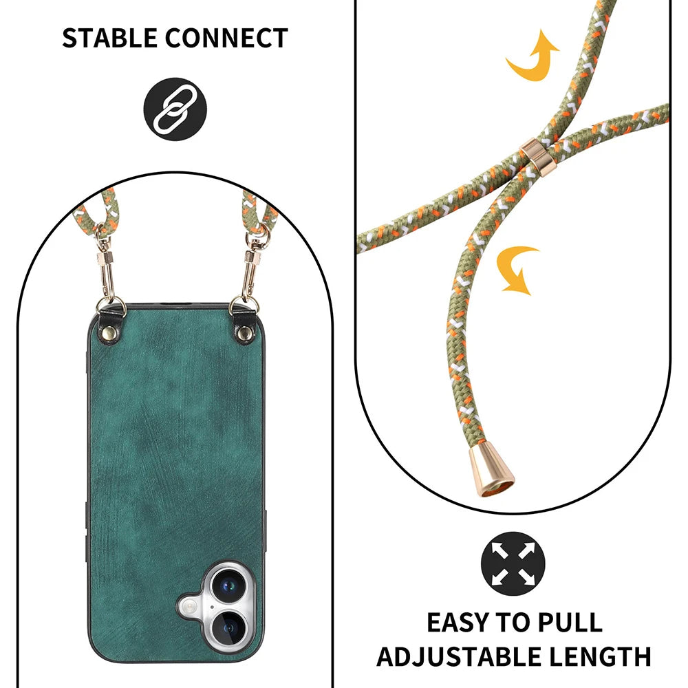 Lanyard Rope Retro Premium Matte Finish iPhone Case