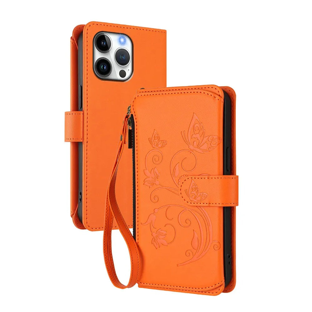 Elegant iPhone Flip Wallet Case with Floral Design