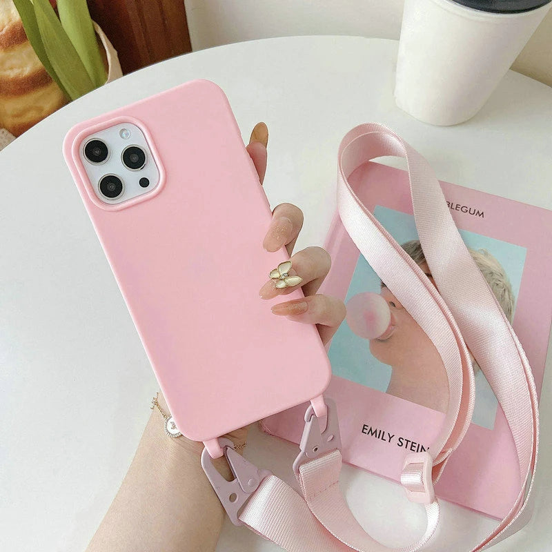 Crossbody Silicone iPhone Case with Lanyard Strap