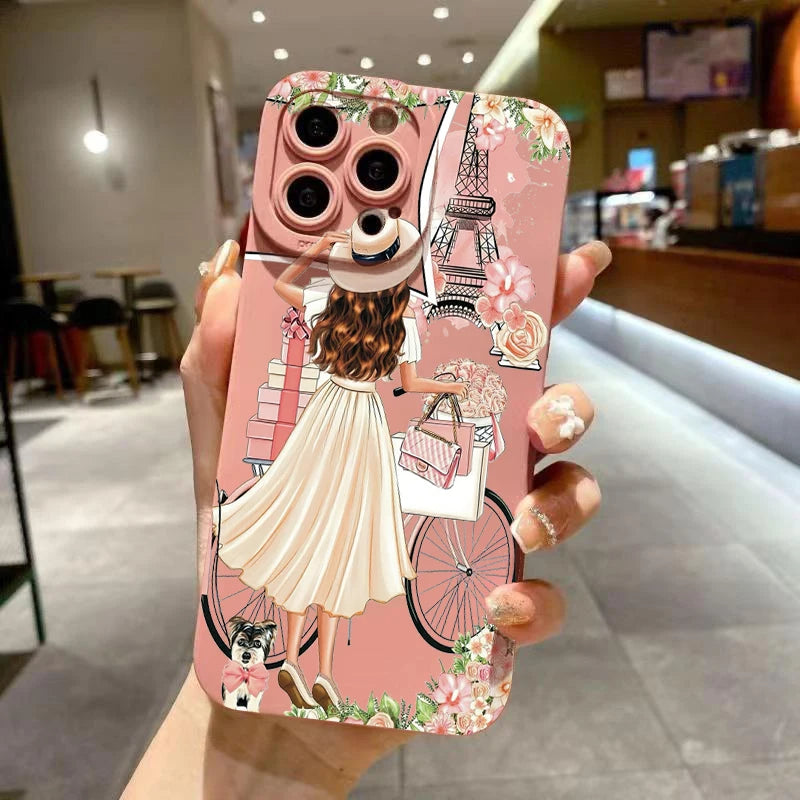Aesthetic Flower Girl Matte Soft iPhone Case