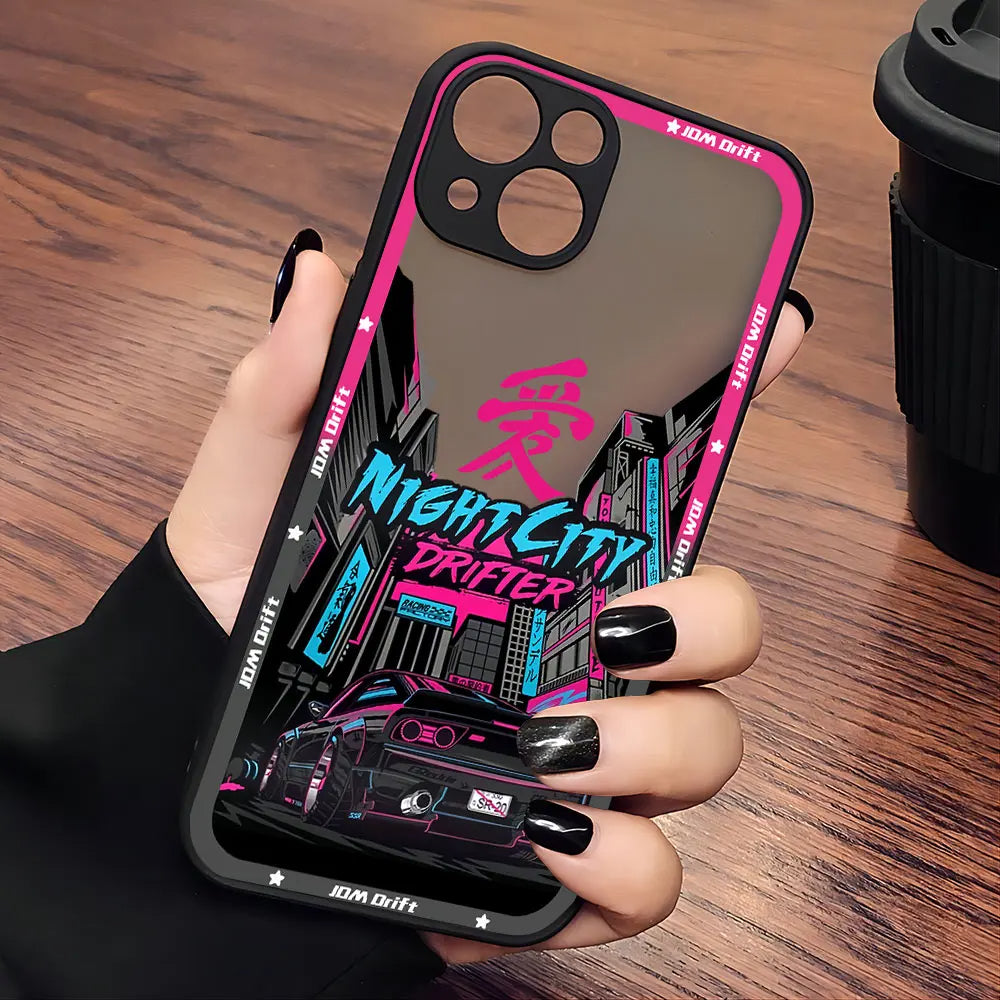 Funda para iPhone Drift con parte trasera transparente mate JDM Racing