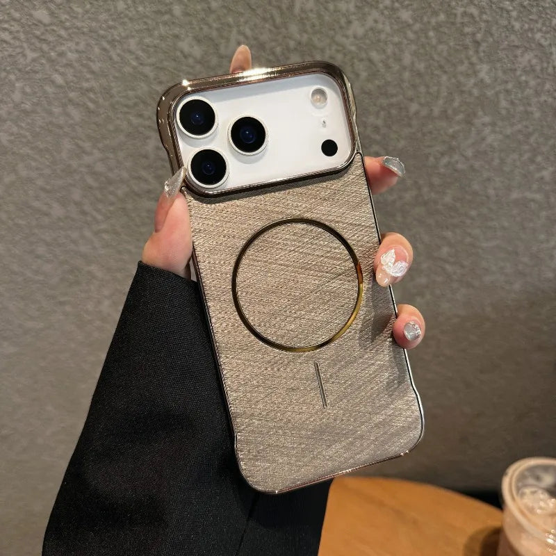 Luxury Gold-Wire Texture MagSafe iPhone Case