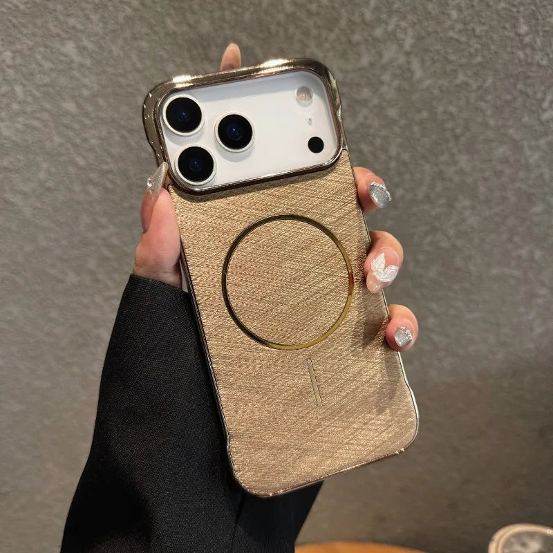 Luxury Gold-Wire Texture MagSafe iPhone Case