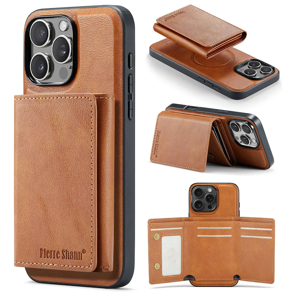 Premium Leather iPhone Case with Detachable Wallet