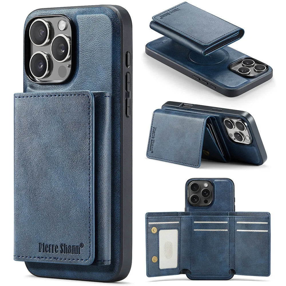 Premium Leather iPhone Case with Detachable Wallet