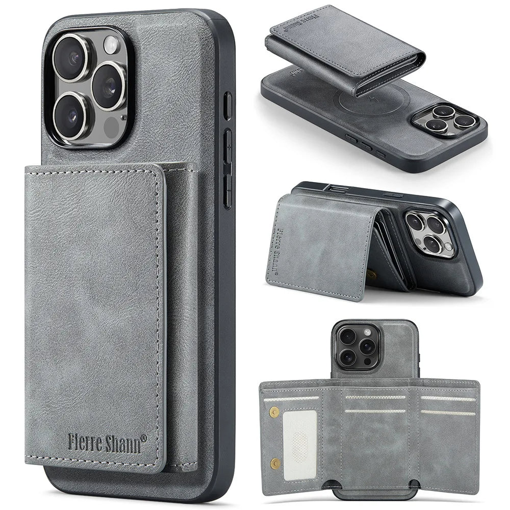 Premium Leather iPhone Case with Detachable Wallet