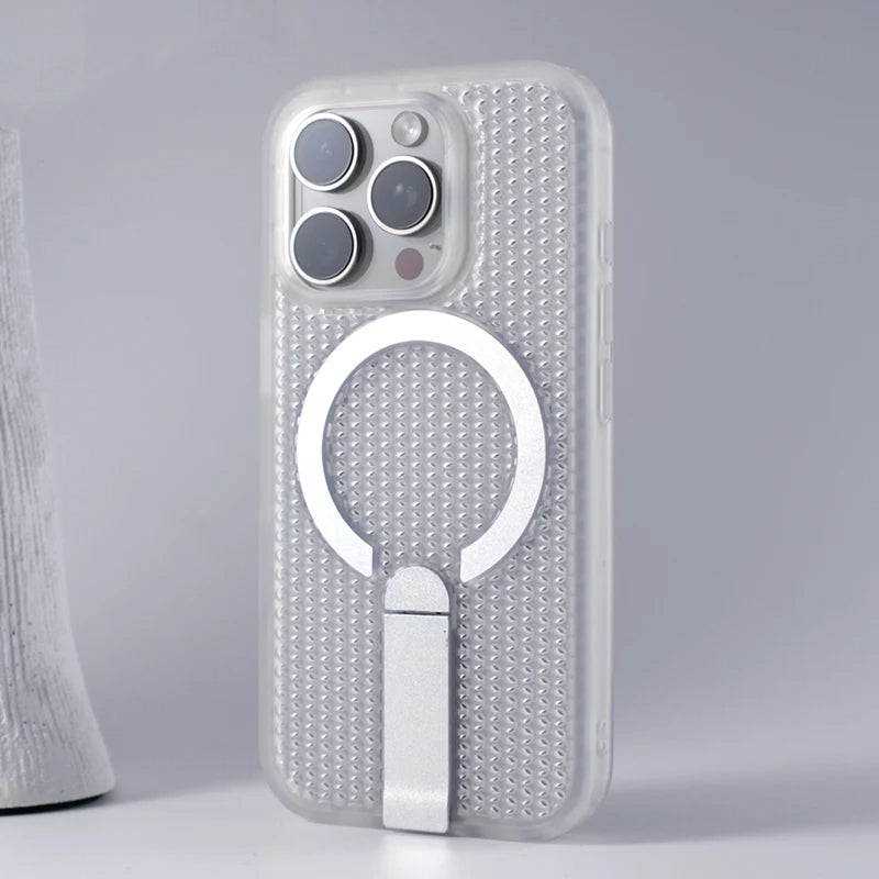 Funda MagSafe para iPhone con soporte y refrigeración en forma de panal