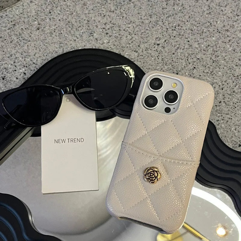 Iconic Quilted Camellia Card Slot iPhone Case