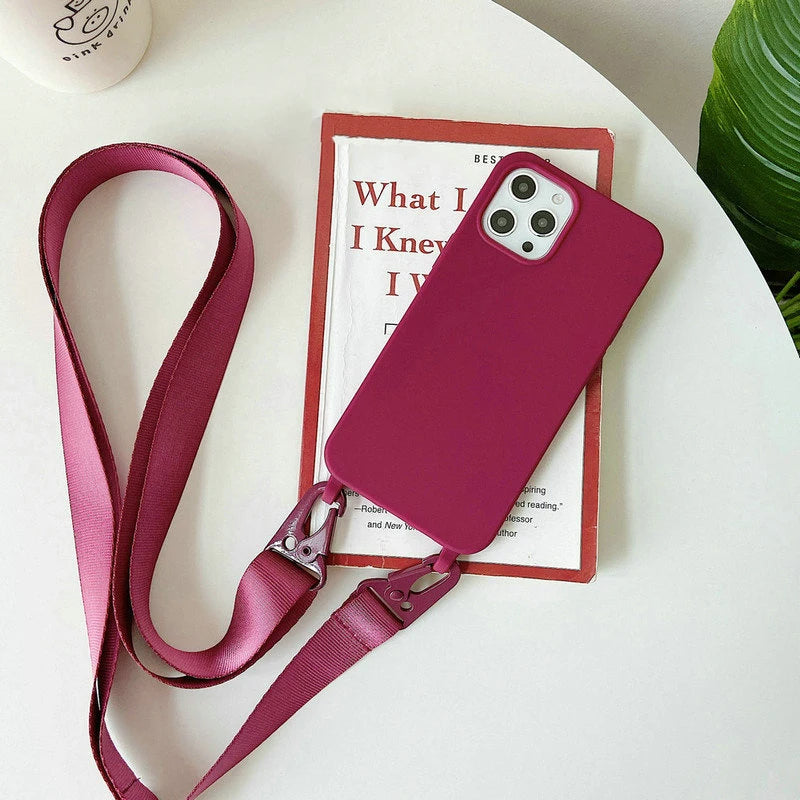 Crossbody Silicone iPhone Case with Lanyard Strap