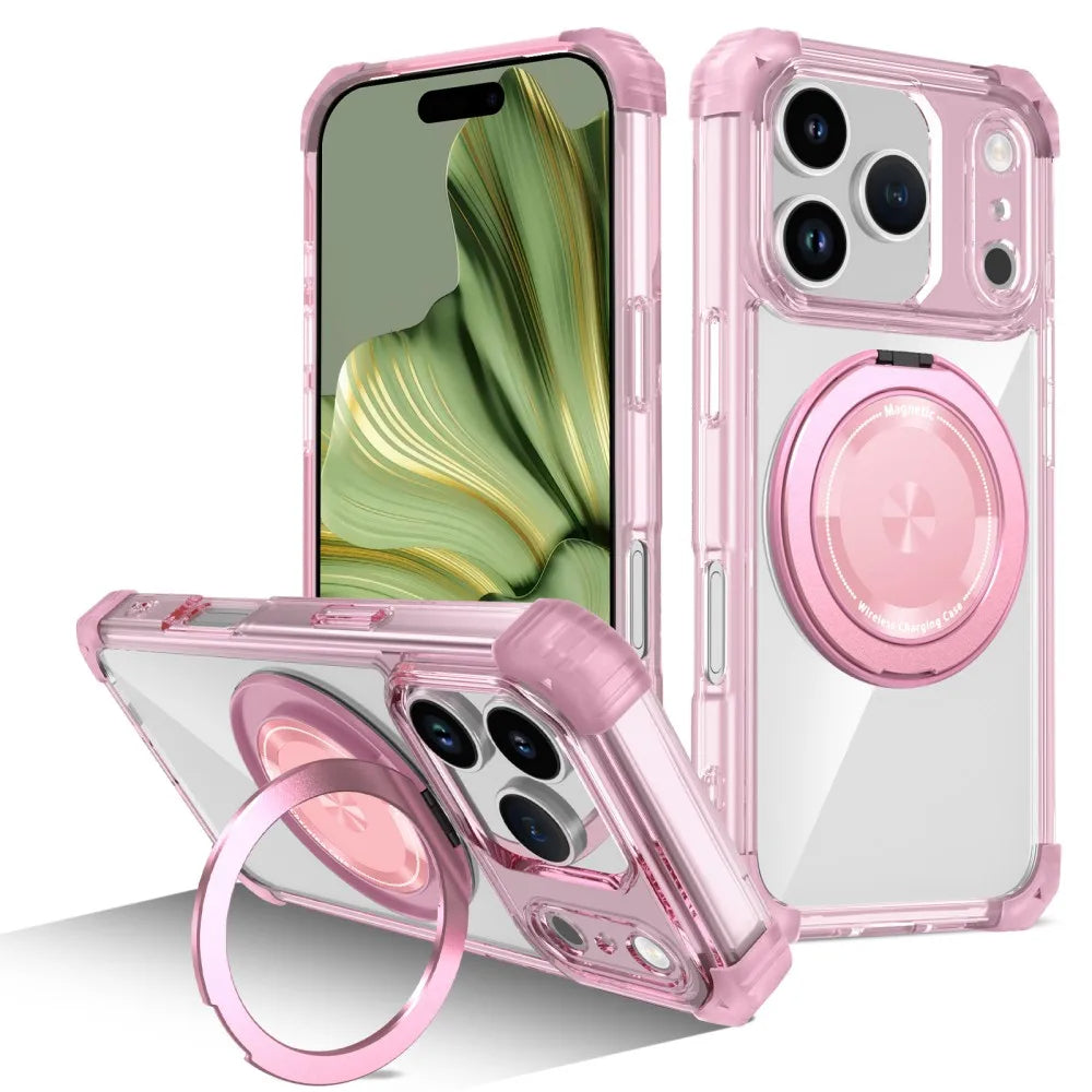 Magnetic Folding Stand Clear Armor iPhone Case