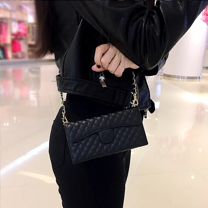 Lambskin Leather Crossbody Wallet Case for iPhone