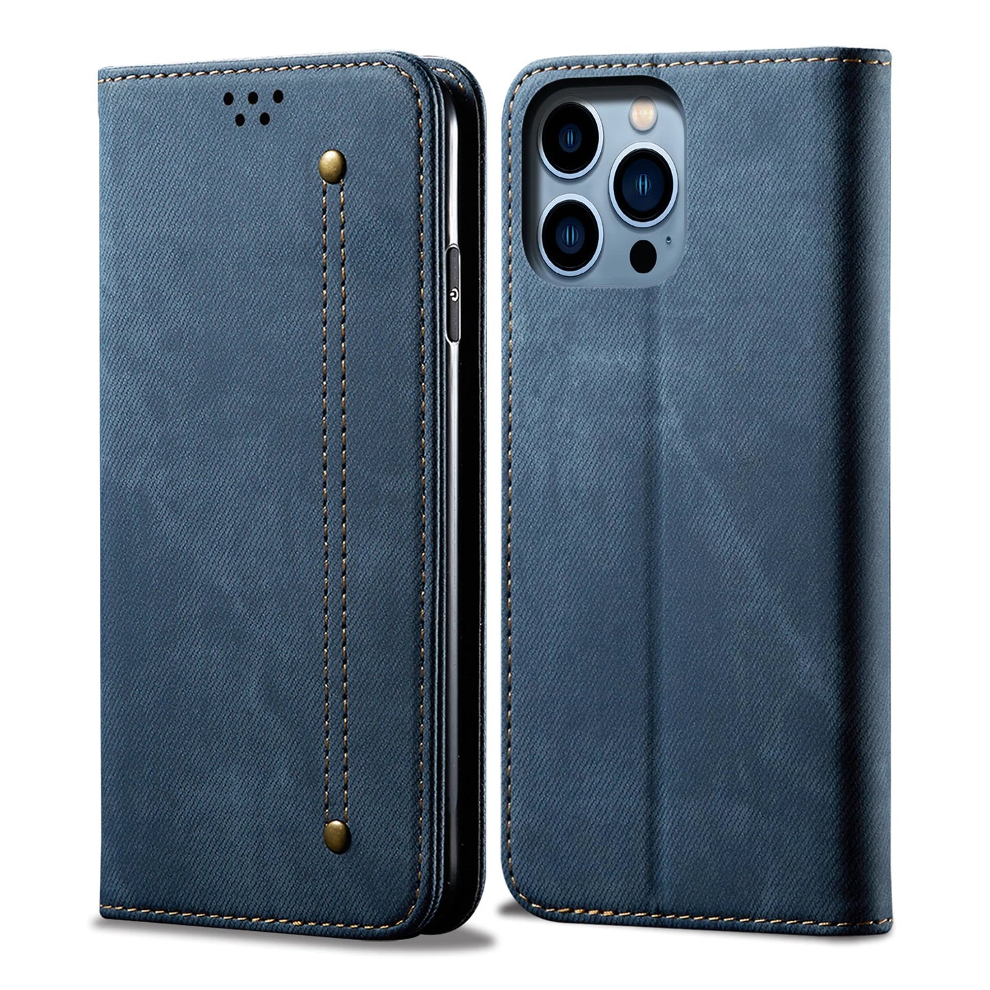 Denim Texture Leather iPhone Wallet Flip Case