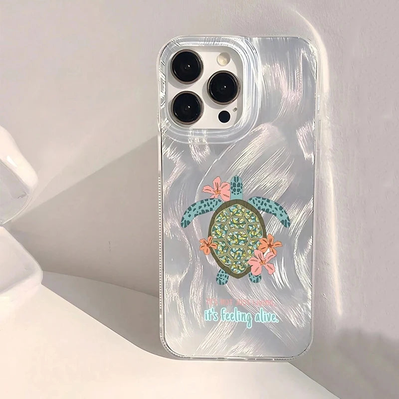 Seashell and Starfish Pattern Feather iPhone Case
