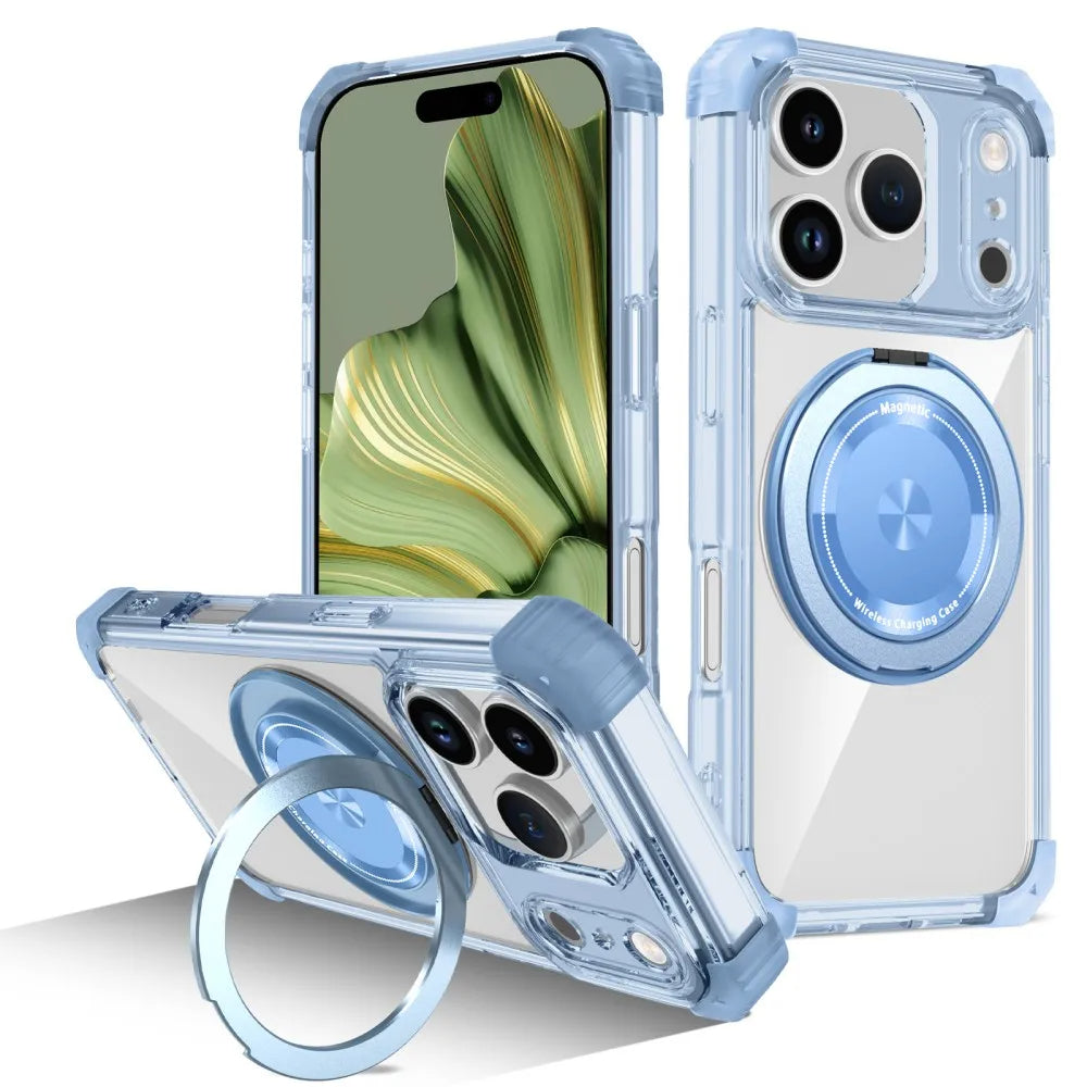 Magnetic Folding Stand Clear Armor iPhone Case