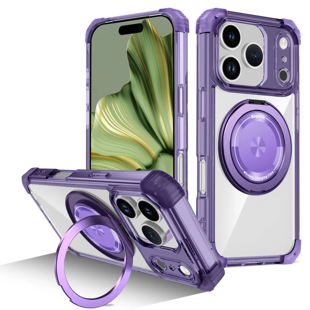 Magnetic Folding Stand Clear Armor iPhone Case