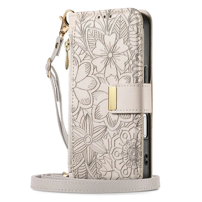 Luxury iPhone Flip Wallet Case with Strap and Pocket