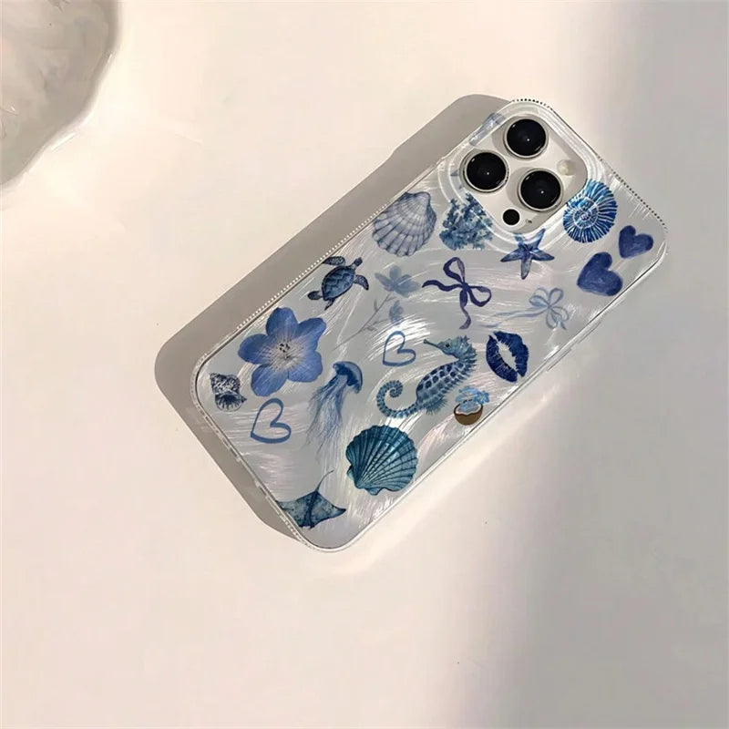 Glossy Blue Ocean Aesthetic Chiffon Phone Case