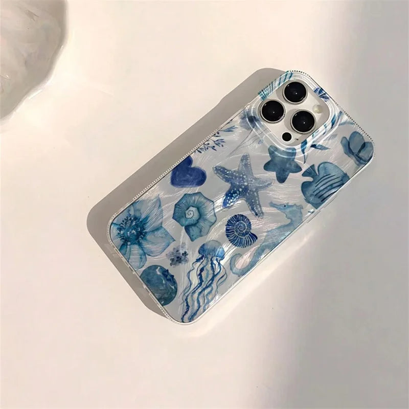 Glossy Blue Ocean Aesthetic Chiffon Phone Case