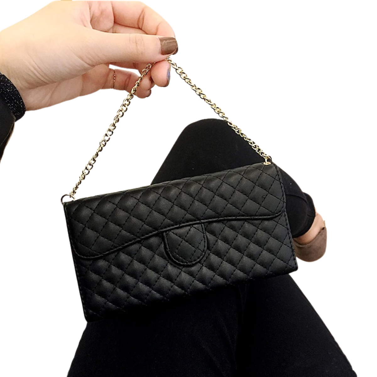 Lambskin Leather Crossbody Wallet Case for iPhone