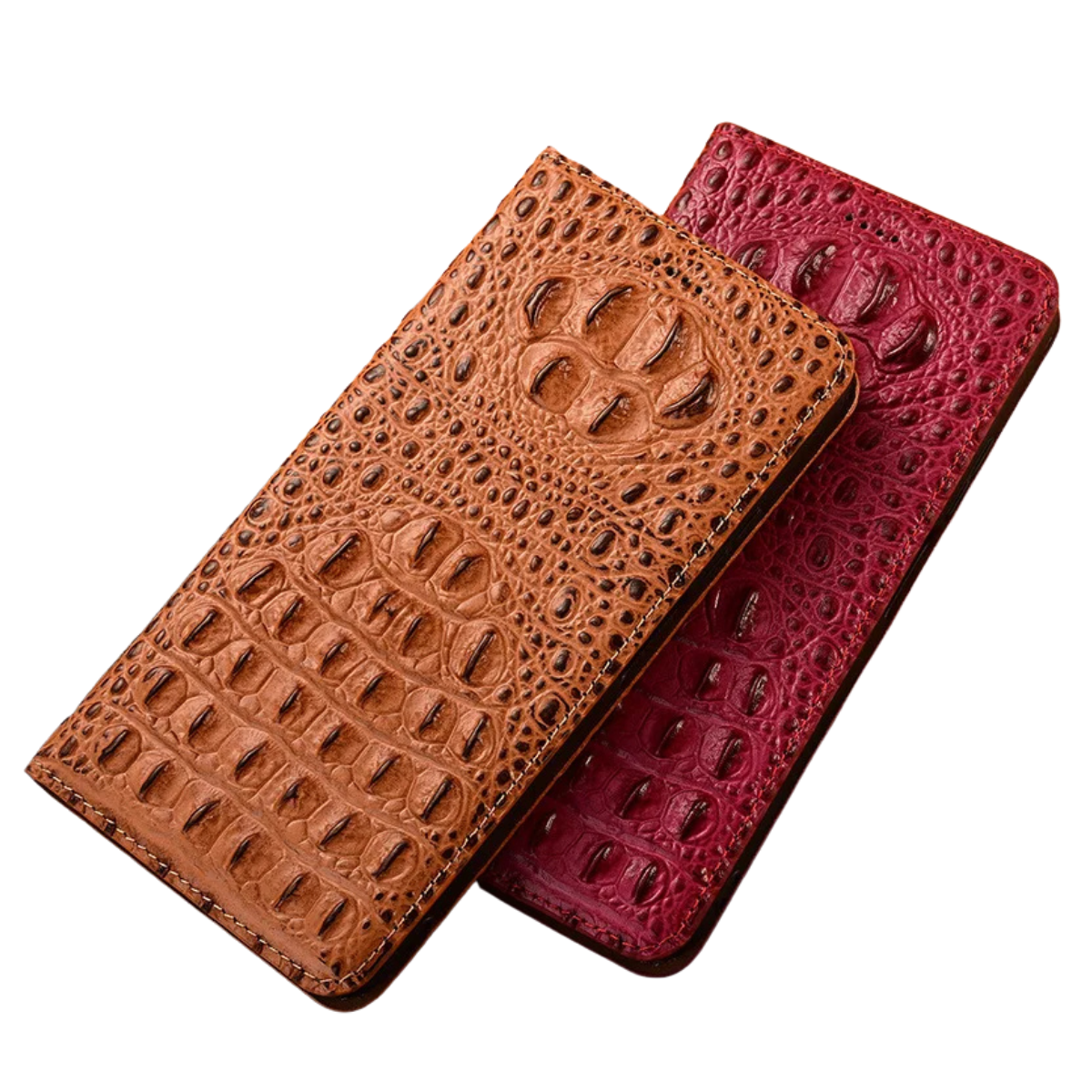 Funda tipo cartera para iPhone de piel de cocodrilo de primera calidad