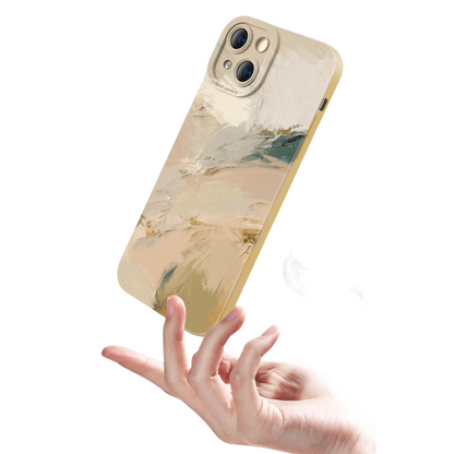 Funda protectora de silicona mate para iPhone con diseño de acuarela