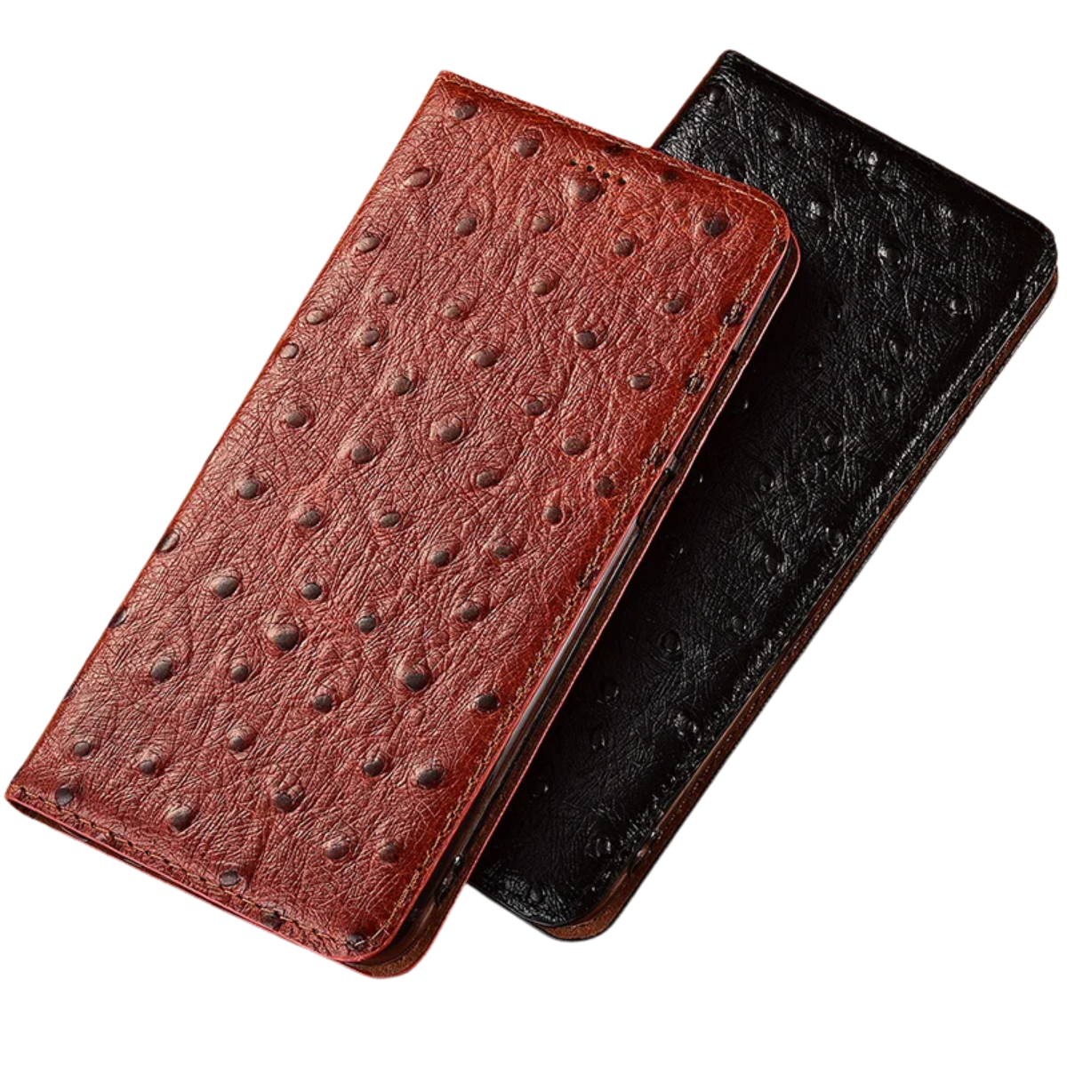 Genuine Leather Ostrich Texture Flip iPhone Cover