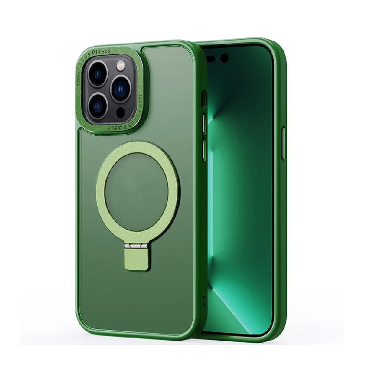 Funda mate MagSafe para iPhone con soporte metálico giratorio