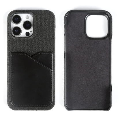 Funda vintage de cuero y tela para iPhone con ranura para tarjetas