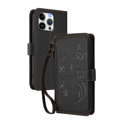 Elegant iPhone Flip Wallet Case with Floral Design
