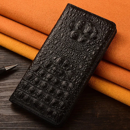 Funda tipo cartera para iPhone de piel de cocodrilo de primera calidad