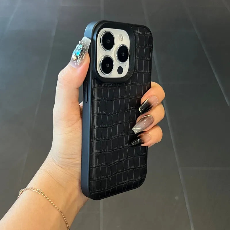 Vintage Croc Texture Shockproof PU Leather iPhone Case