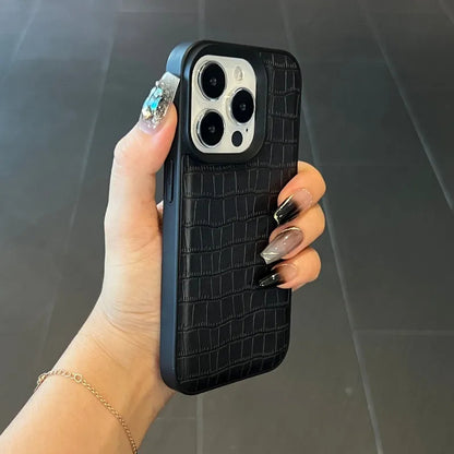 Vintage Croc Texture Shockproof PU Leather iPhone Case