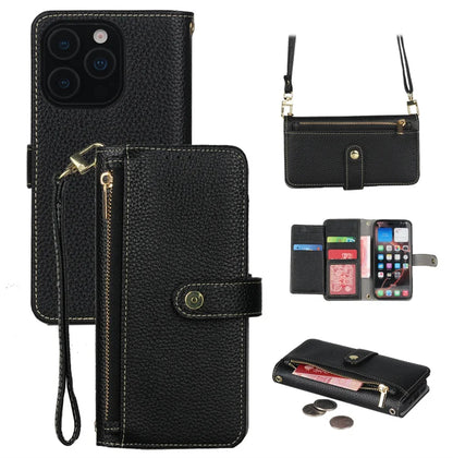 Funda tipo cartera para iPhone con correa para la muñeca y el hombro