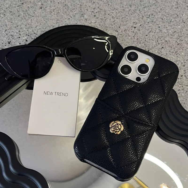 Iconic Quilted Camellia Card Slot iPhone Case