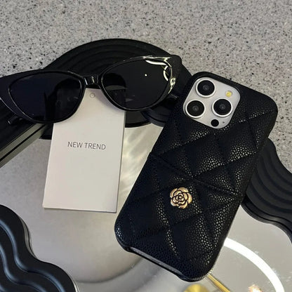 Iconic Quilted Camellia Card Slot iPhone Case