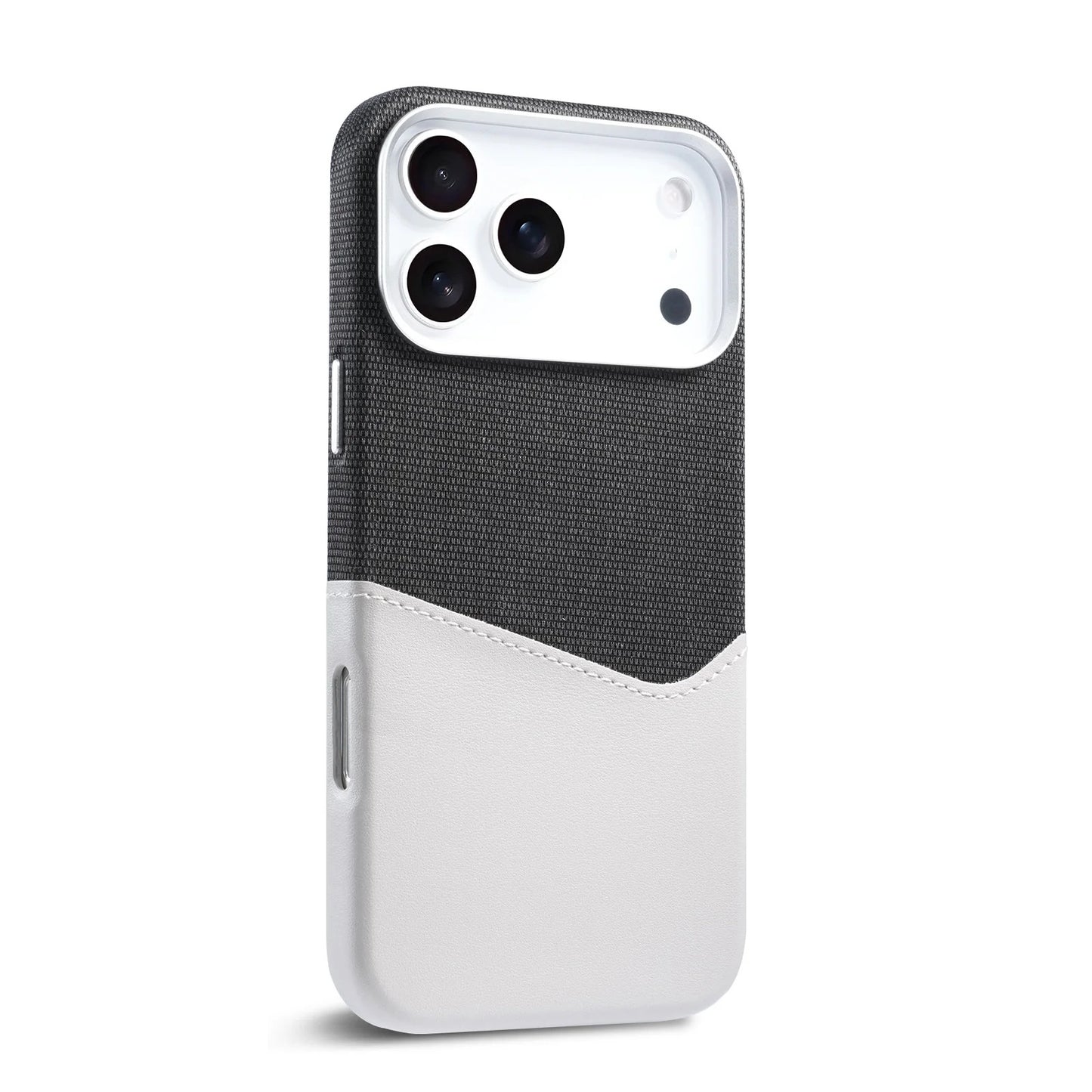 Funda de cuero para iPhone con diseño de patchwork y tarjetero