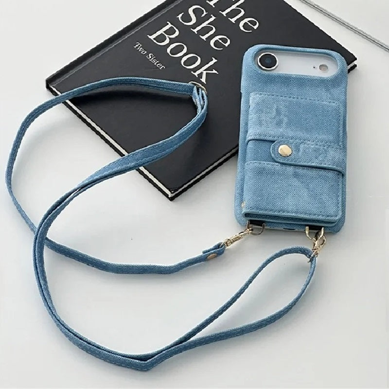 Funda cruzada antigolpes para iPhone con textura vaquera