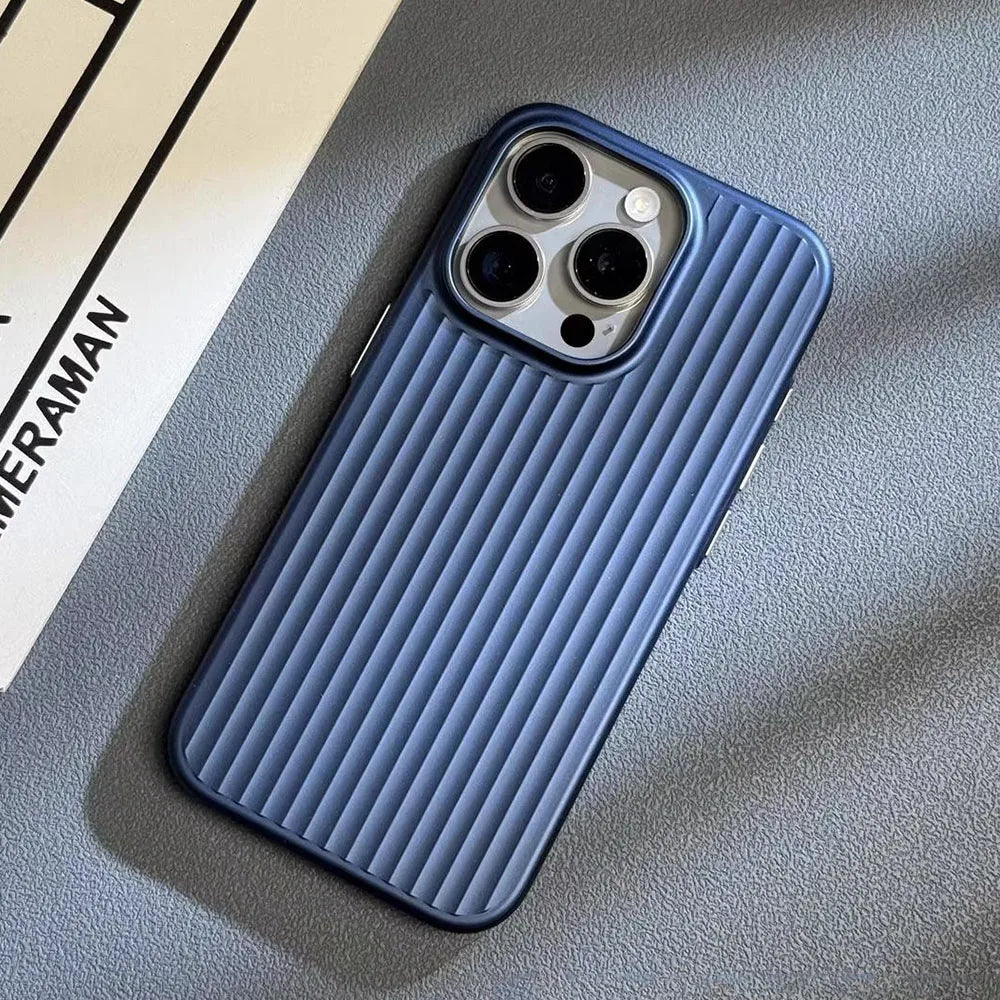 Elegante funda rígida para iPhone, de estilo empresarial y anticaídas