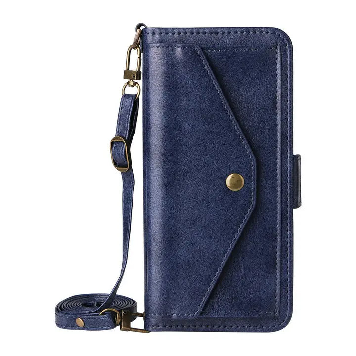 Multifunction iPhone Wallet Case with Shoulder Strap